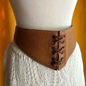Brown leather lace up belt